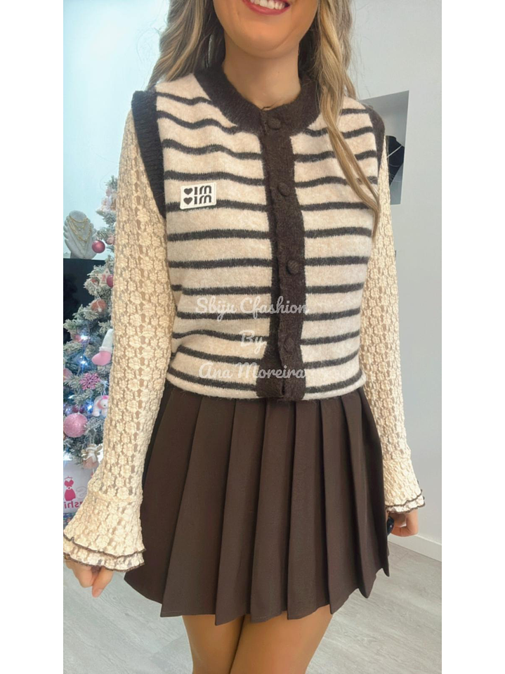 Colete de Malha com Riscas - TU 4