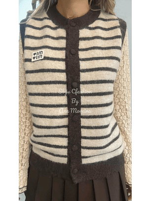 Colete de Malha com Riscas - TU