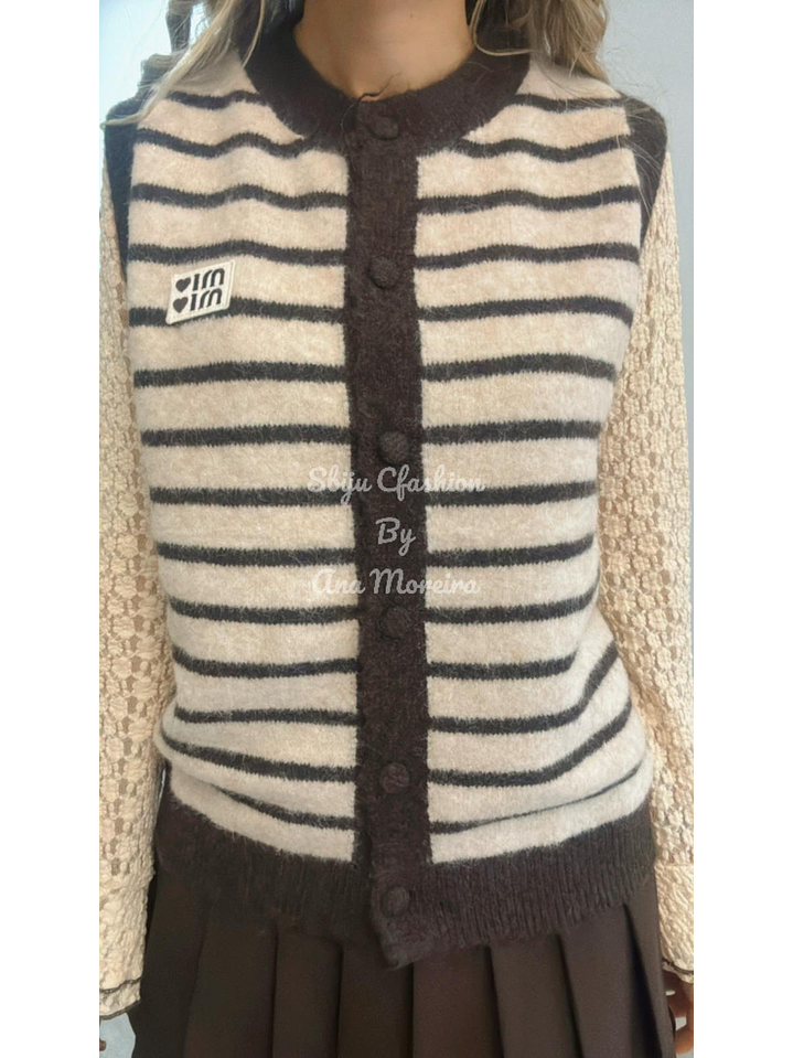 Colete de Malha com Riscas - TU 2