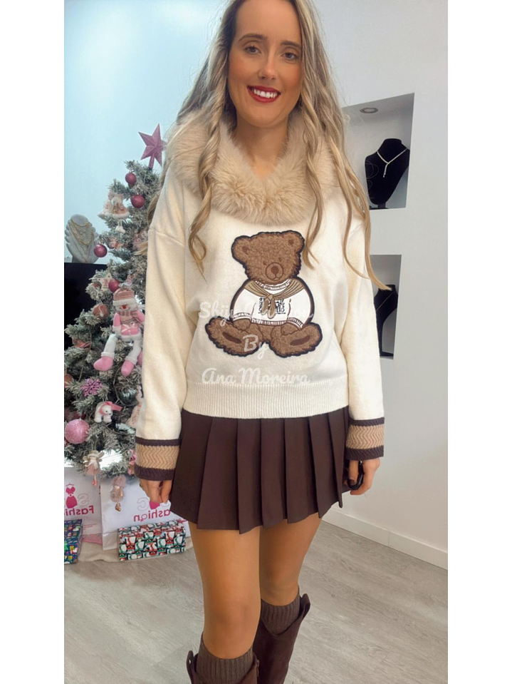 Camisola com Gola de Pelo Removível - TU 3