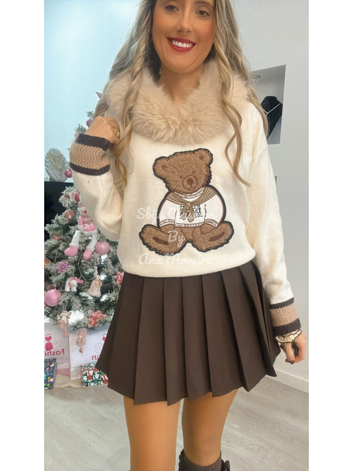 Camisola com Gola de Pelo Removível - TU 6