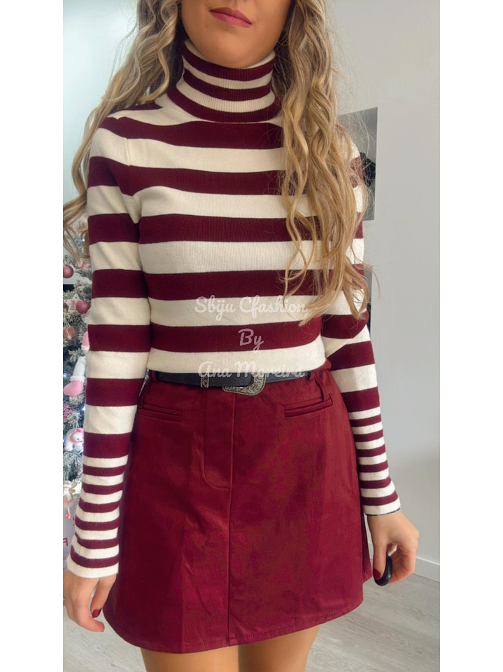 Saia-Calção com Cinto em Pele de Pêssego 4