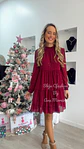 Vestido com Brilhos Bordeaux - TU - thumbnail 1