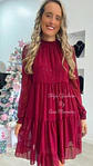 Vestido com Brilhos Bordeaux - TU - thumbnail 5