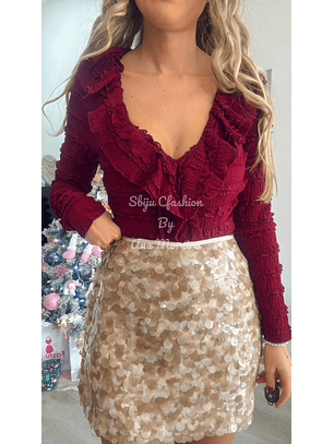 Body Decotado com Textura e Folho