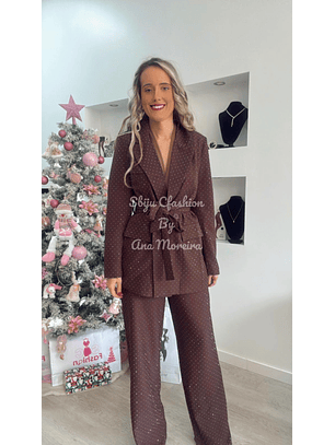 Fato de Brilhos com Blazer e Cinto - TU