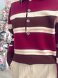 Polo em Malha com Riscas em Tons de Castanho e Bordeaux - TU - Thumbnail 6