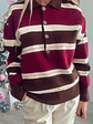 Polo em Malha com Riscas em Tons de Castanho e Bordeaux - TU - Thumbnail 7