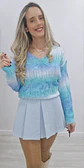 Camisola de Malha em Tons de Azul - TU - Thumbnail 2