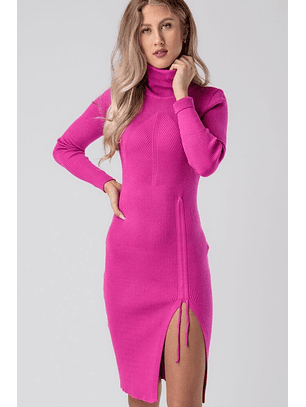 Vestido de Gola Alta em Malha Ajustável - TU