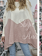 Poncho/Camisola em Malha com Dois Tons - Thumbnail 3