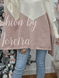 Poncho/Camisola em Malha com Dois Tons - Thumbnail 2