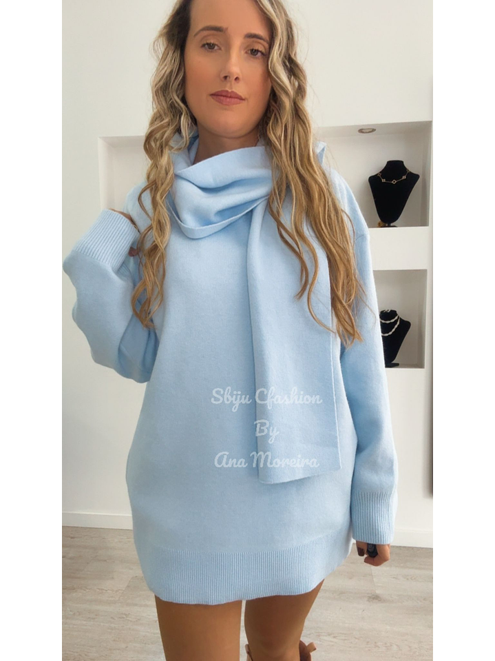 Camisolão com Cachecol em Malha - TU 8