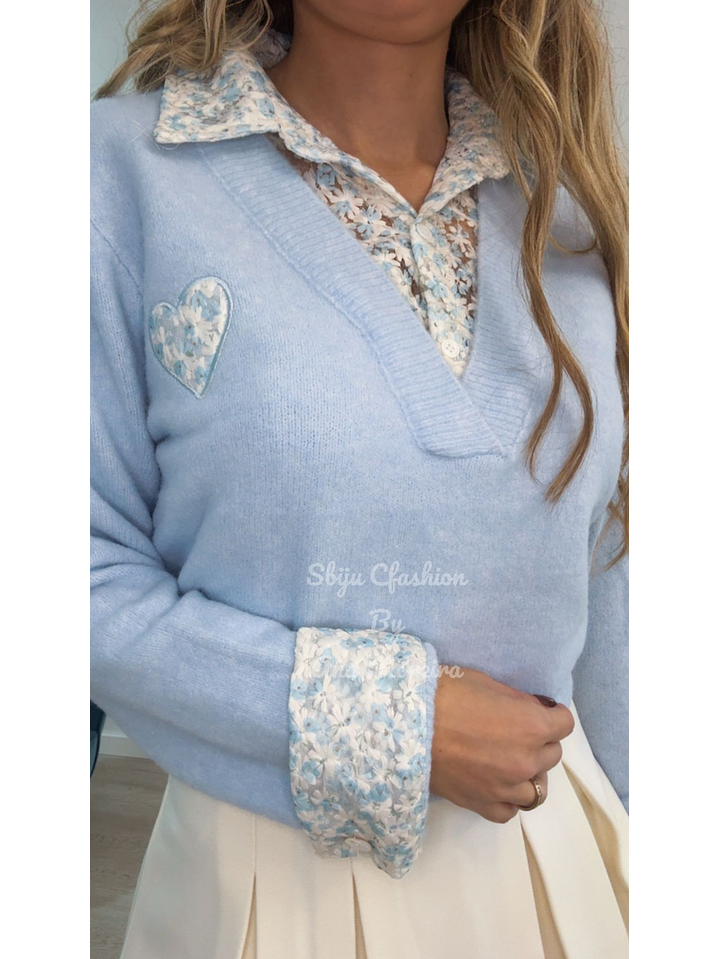 Camisola de Malha com Detalhe de Coração e Camisa Incluída - TU 6