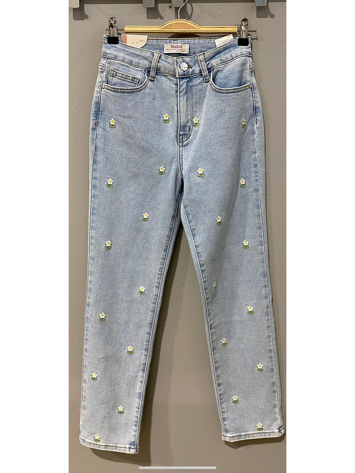 Calças de Ganga Redial com Detalhe de Flores 11