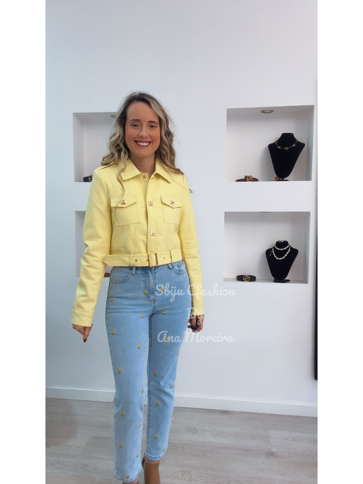 Calças de Ganga Redial com Detalhe de Flores 7