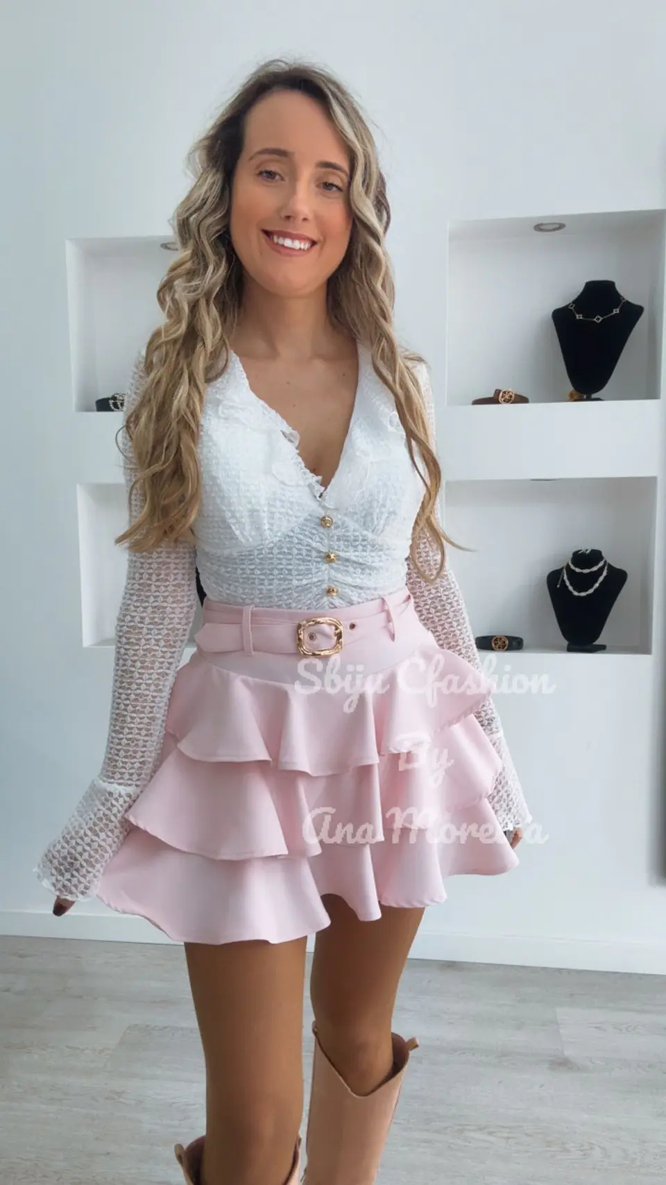 Saia-Calção de Folhos com Cinto 1