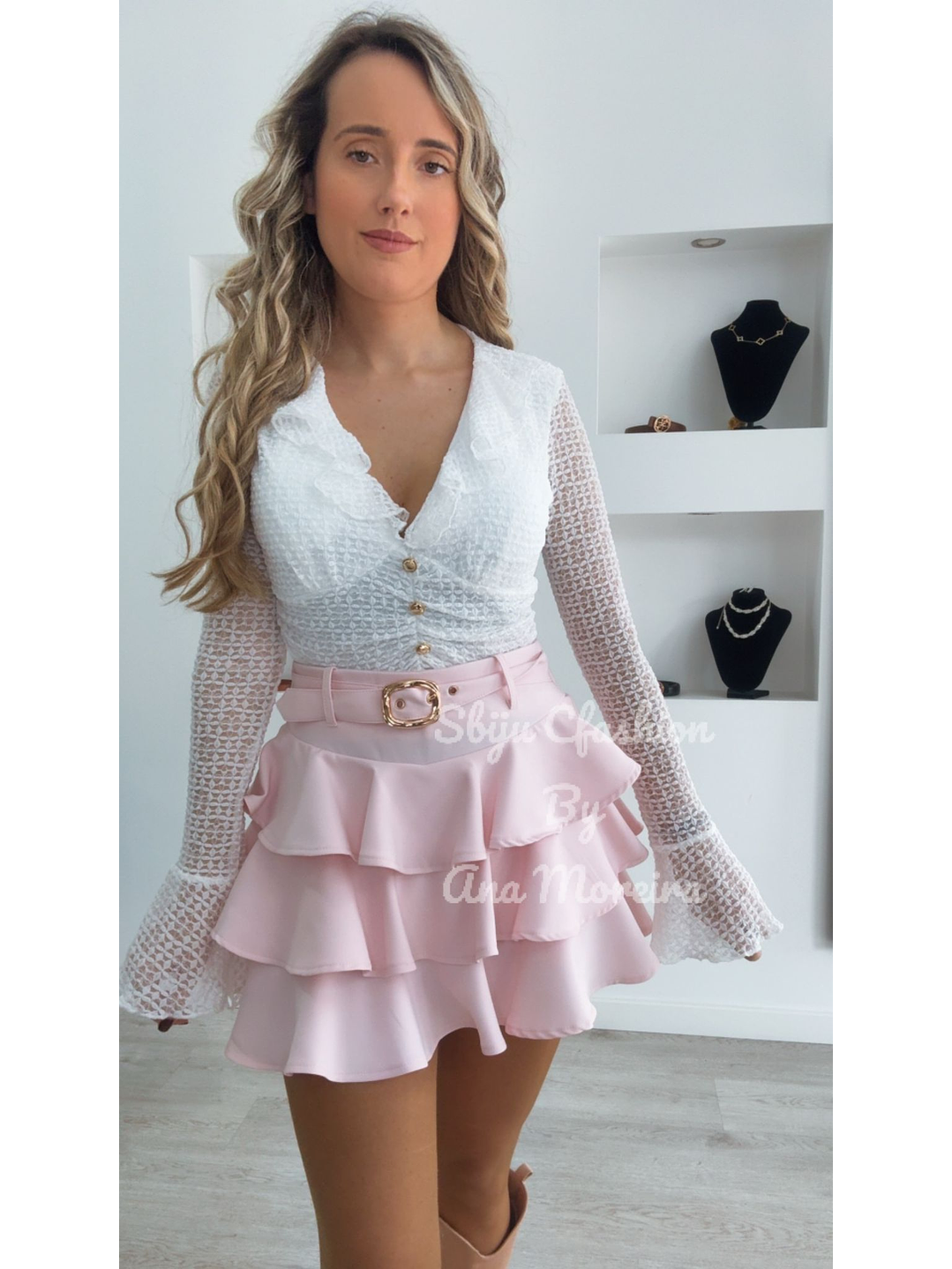 Saia-Calção de Folhos com Cinto 8