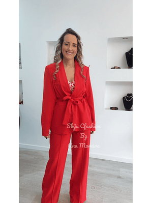 Fato de Blazer Comprido com Cinto - TU