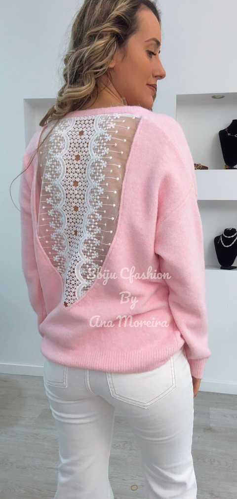 Camisola de Malha com Renda nas Costas - TU