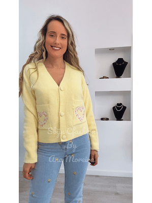 Casaco de Malha com Detalhe de Bolsos em Forma de Coração - TU