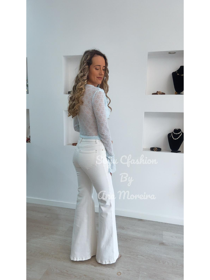 Calças Brancas à Boca de Sino - Queen Hearts 5