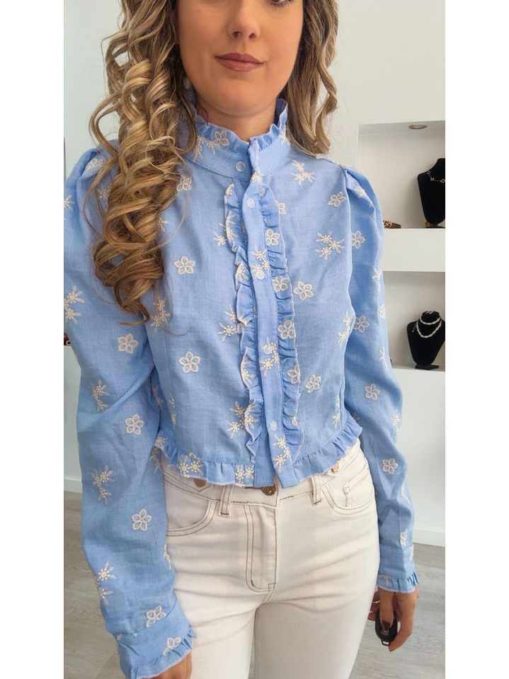 Camisa com Detalhes em Bege e Folho 6