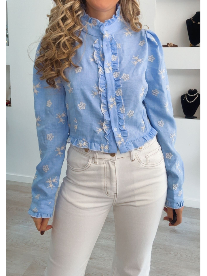 Camisa com Detalhes em Bege e Folho 3