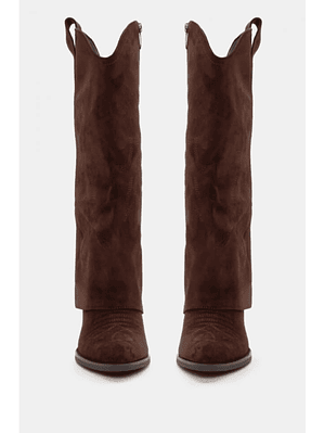 Bota Texana de Camurça com Cano Estilo Polaina (Cano Alto)