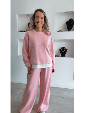 Fato de treino em algodão com detalhe de camisa - TU