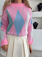 Camisola de malha com losangos - TU - Thumbnail 3