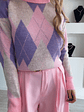 Camisola de malha com losangos - TU - Thumbnail 6