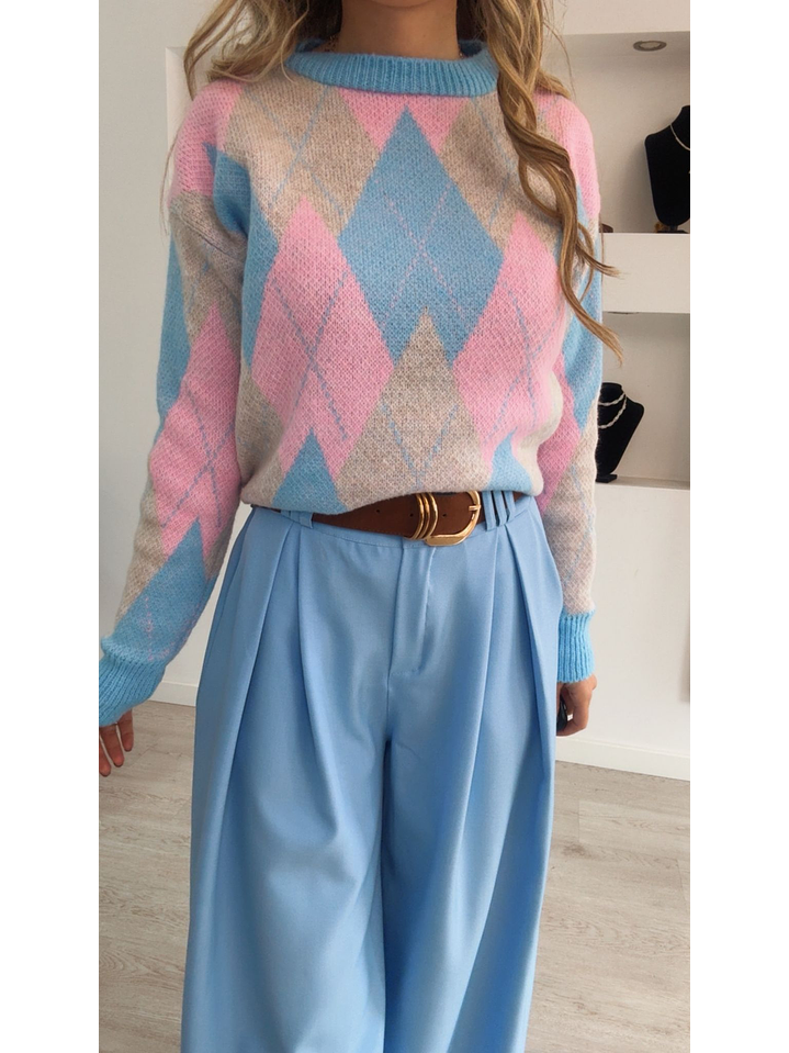 Camisola de malha com losangos - TU 7