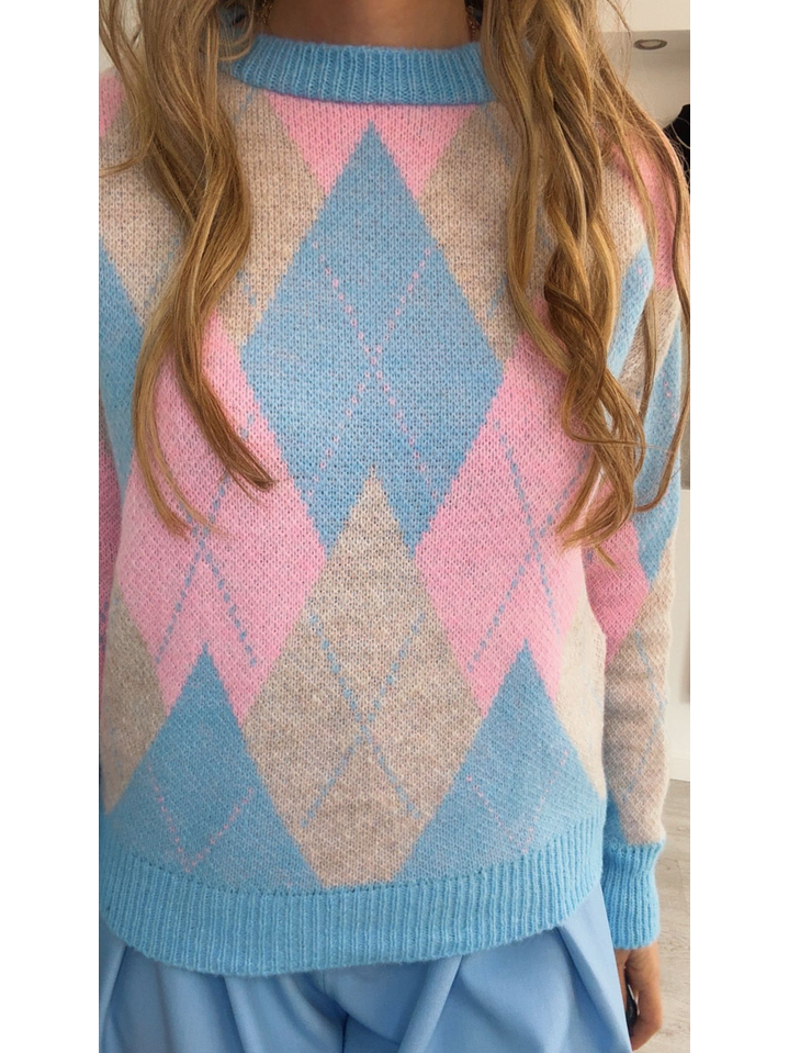 Camisola de malha com losangos - TU 9