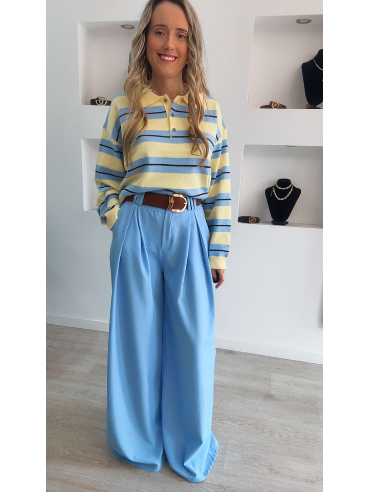 Calça em tecido larga com cinto incluído - TU 2