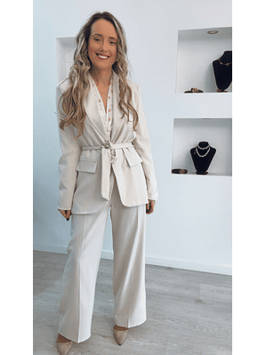 Fato de blazer comprido com cinto - TU