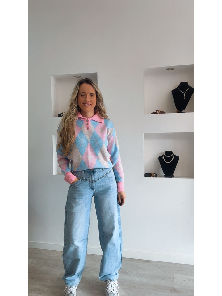 Polo de malha com gola rosa - TU 4