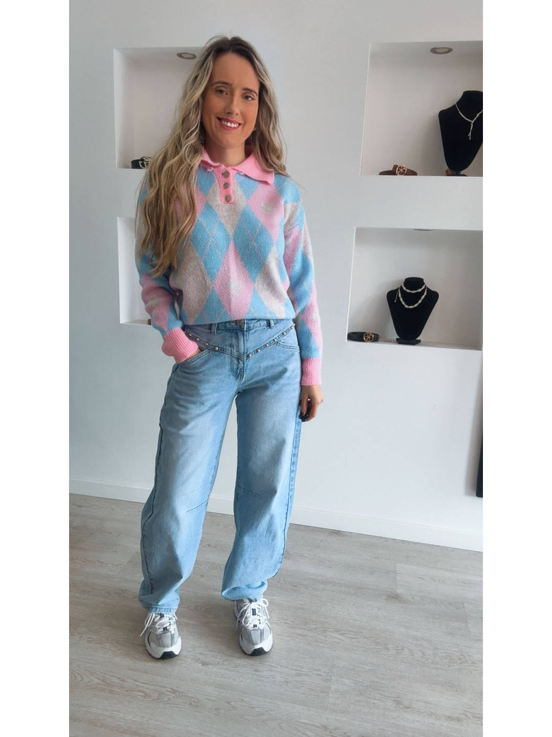 Polo de malha com gola rosa - TU 1