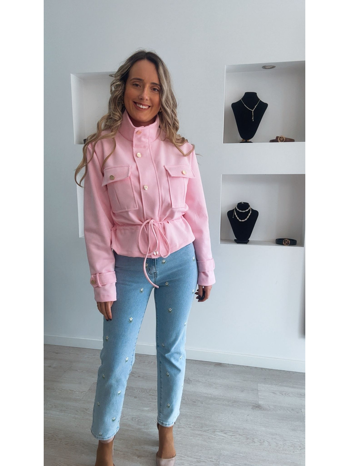 Casaco em pele de pêssego ajustável na cinta - TU 3