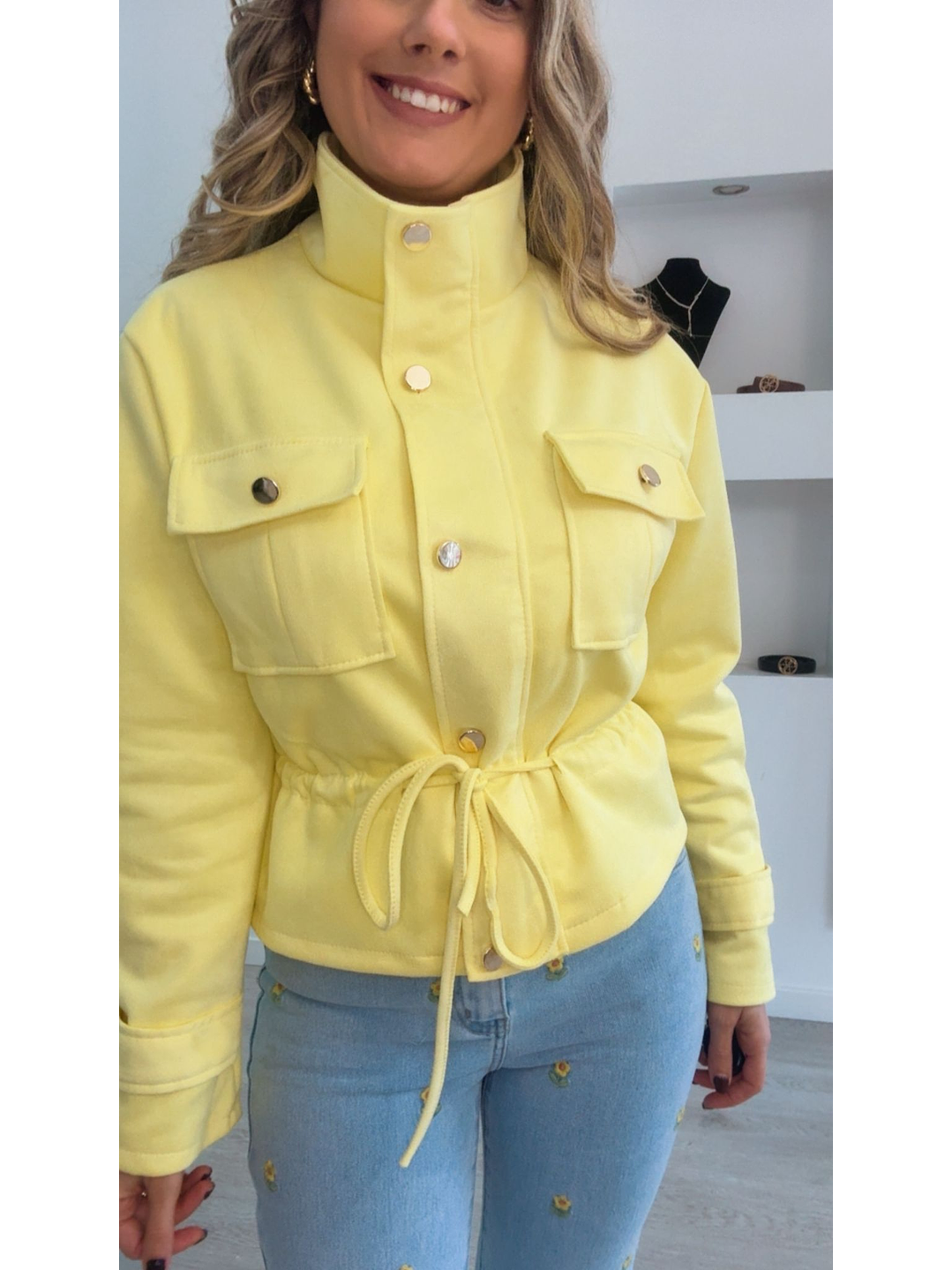 Casaco em pele de pêssego ajustável na cinta - TU 2