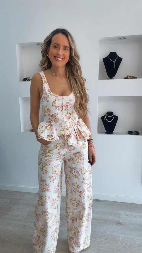 Conjunto top e calça estampado da Lumina