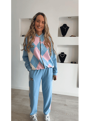 Fato de treino de losangos com casaco - TU