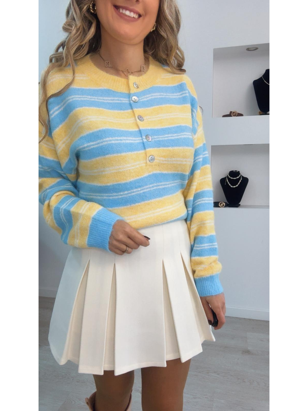 Camisola de malha com botões - TU 3