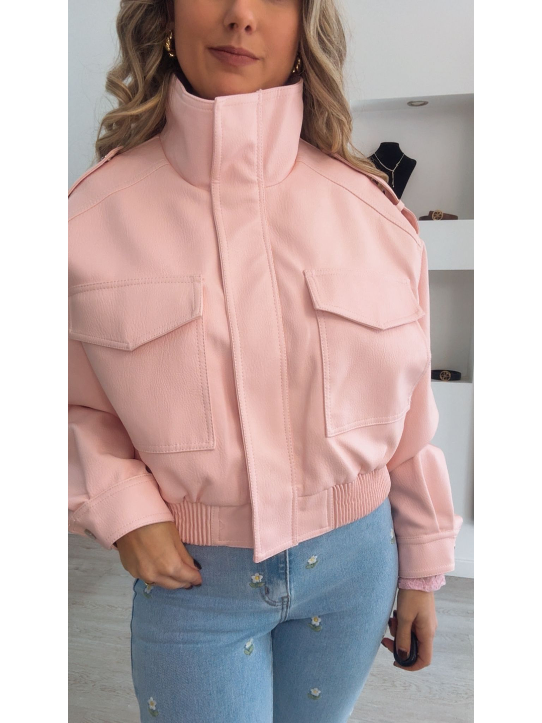 Casaca em ecopele Rosa 4