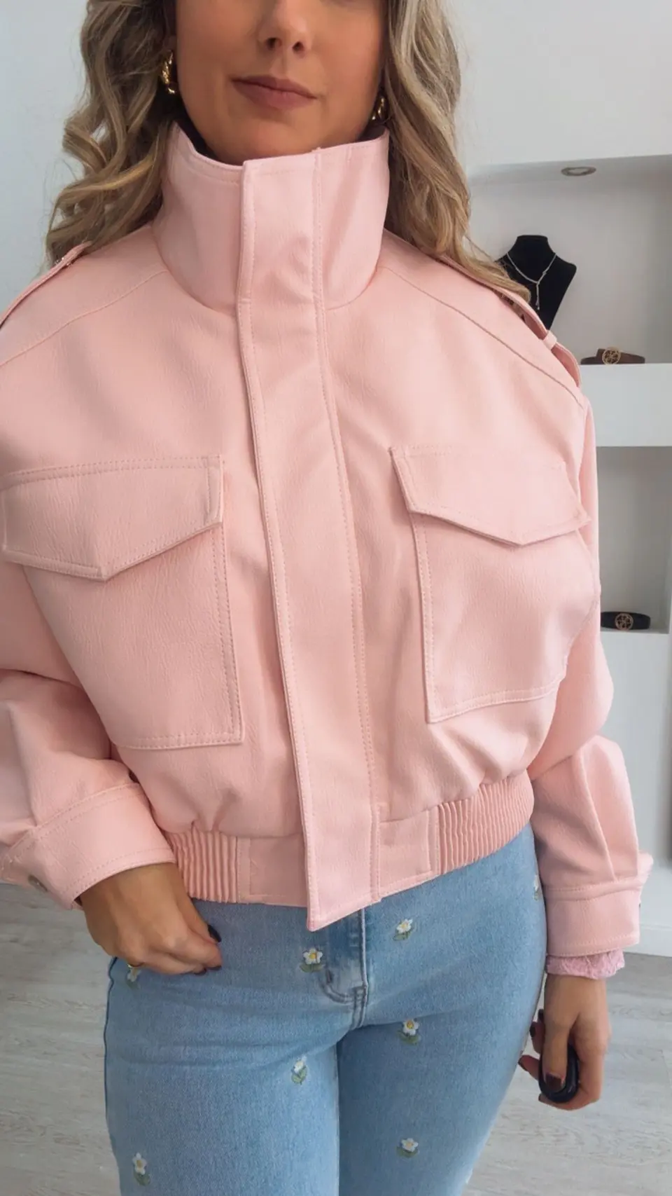 Casaca em ecopele Rosa 4