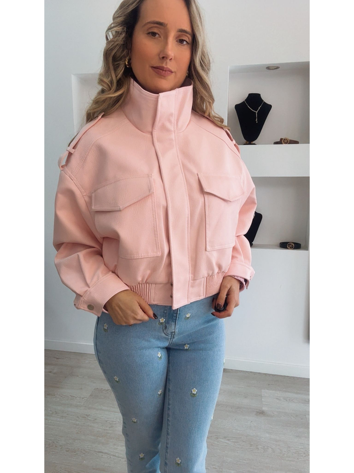 Casaca em ecopele Rosa 2