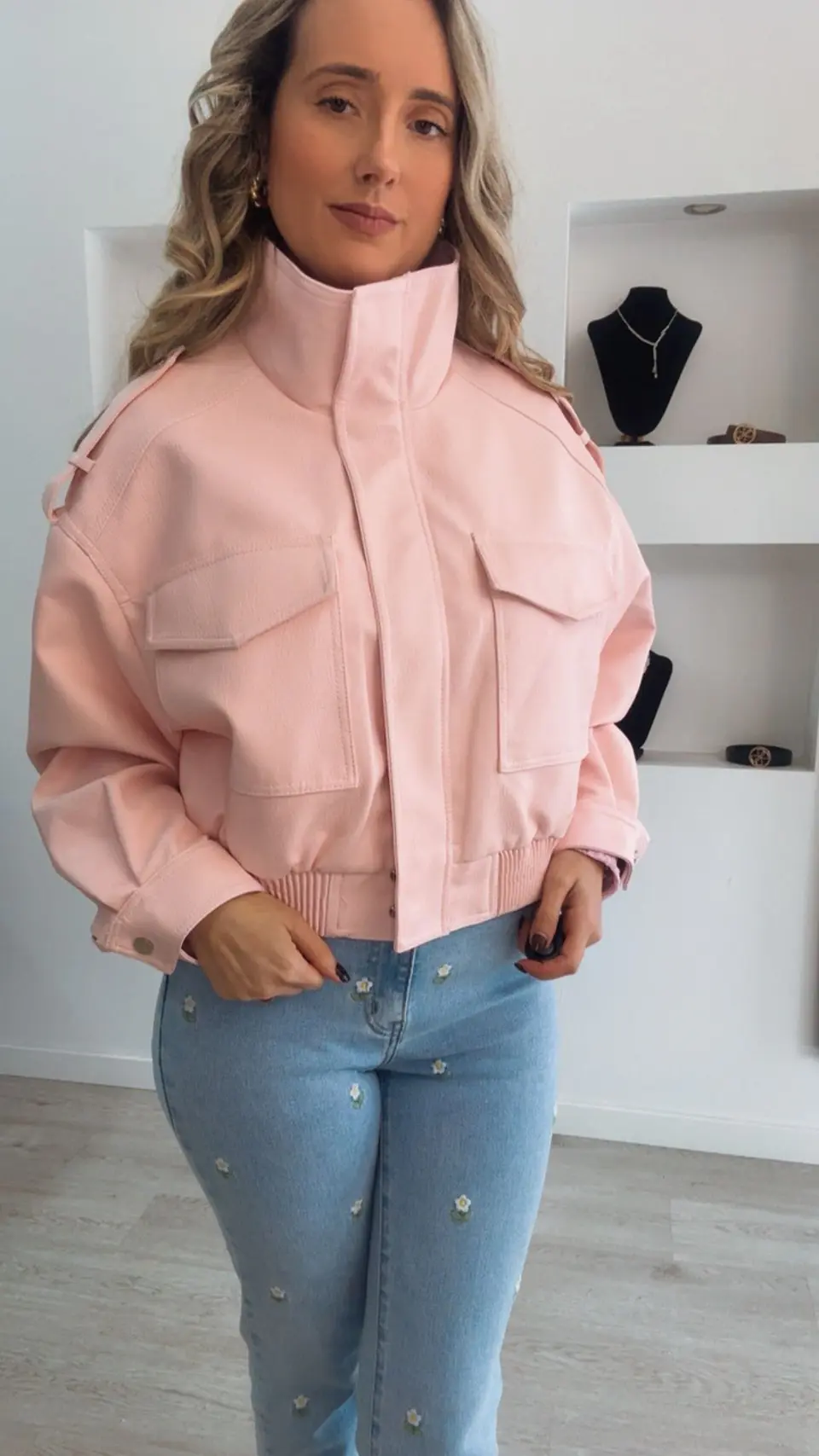 Casaca em ecopele Rosa 2