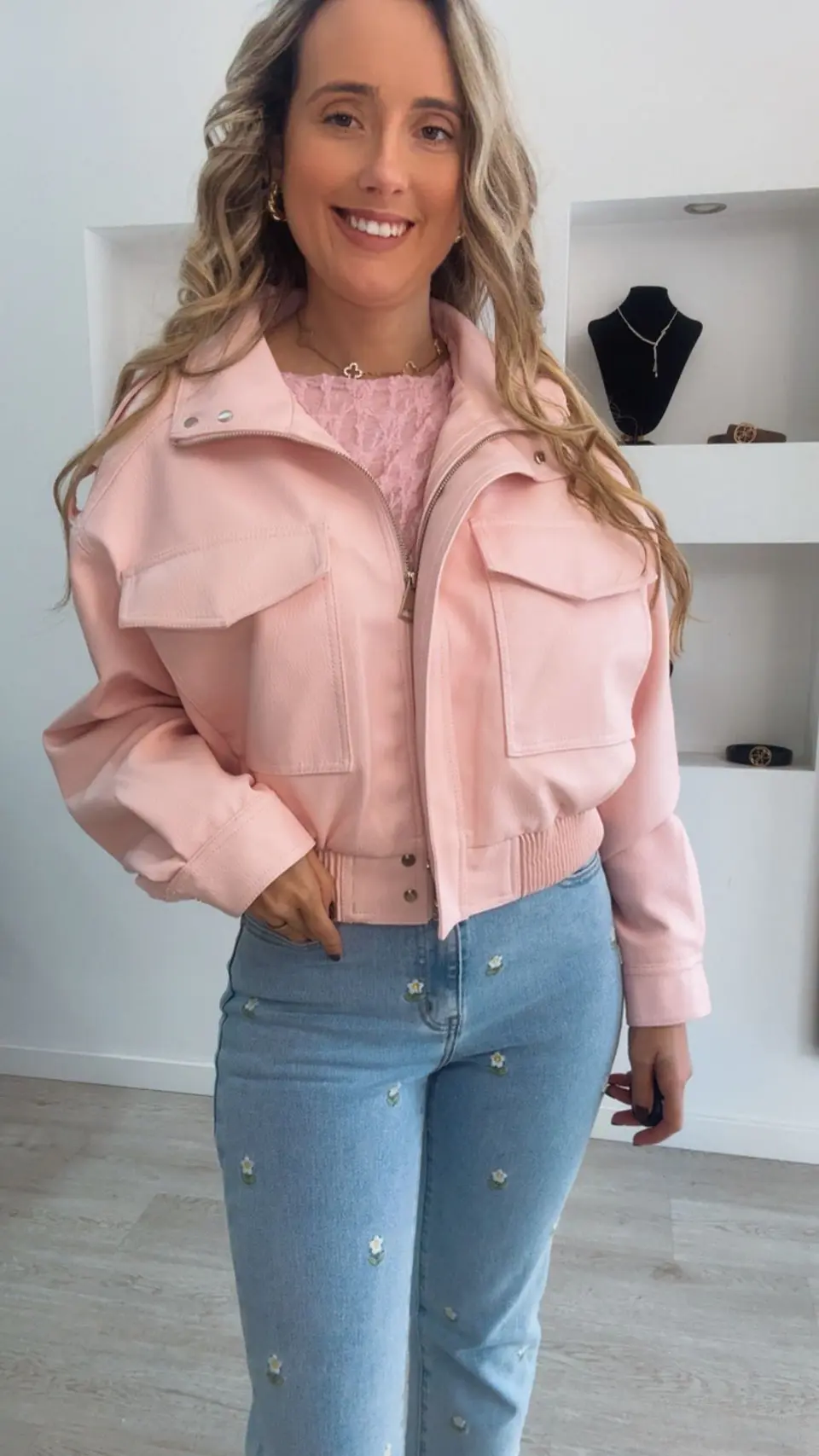 Casaca em ecopele Rosa 3