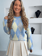 Camisola de malha com losangos - TU - Thumbnail 1