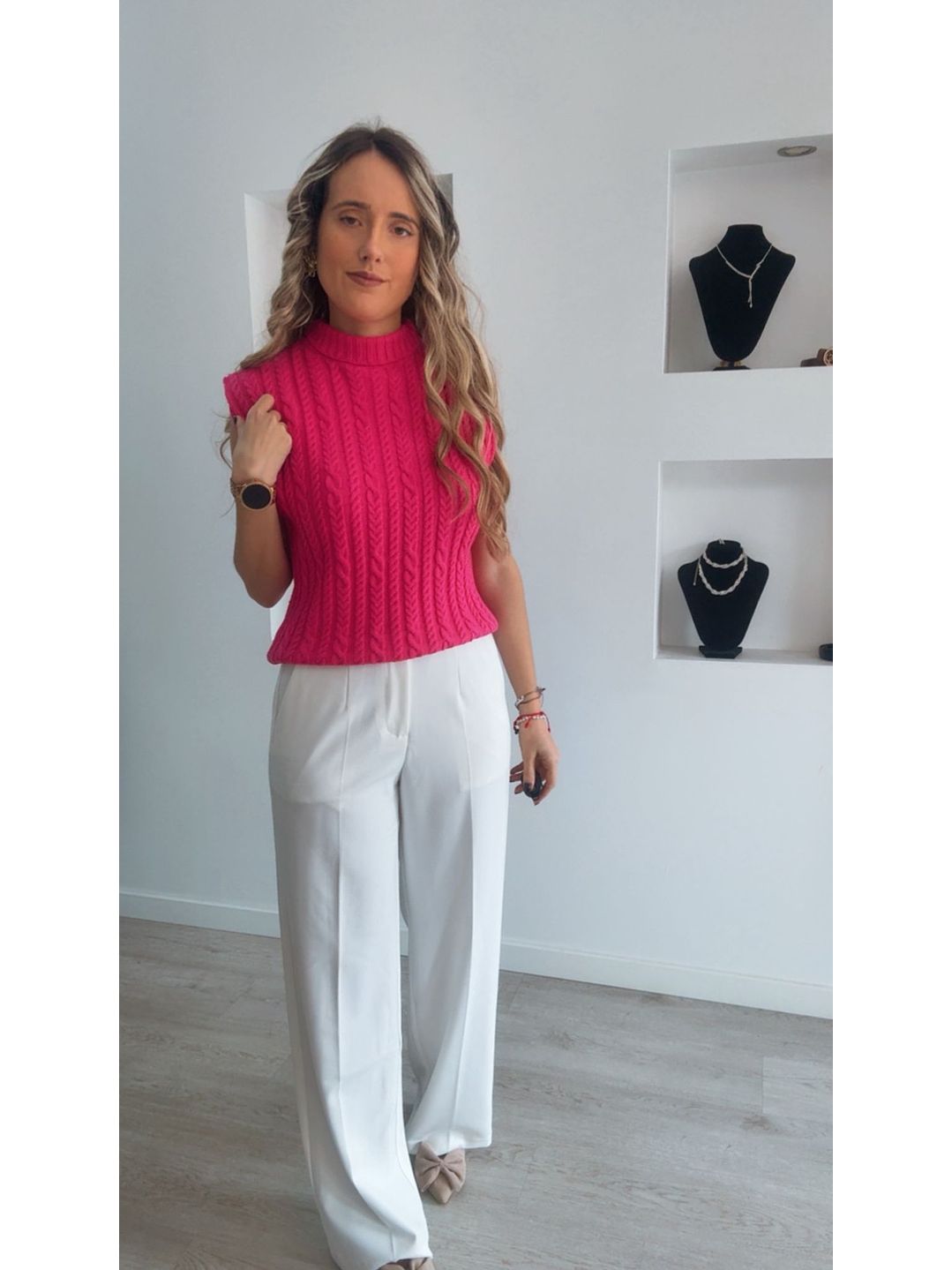 Colete em malha com tranças 1